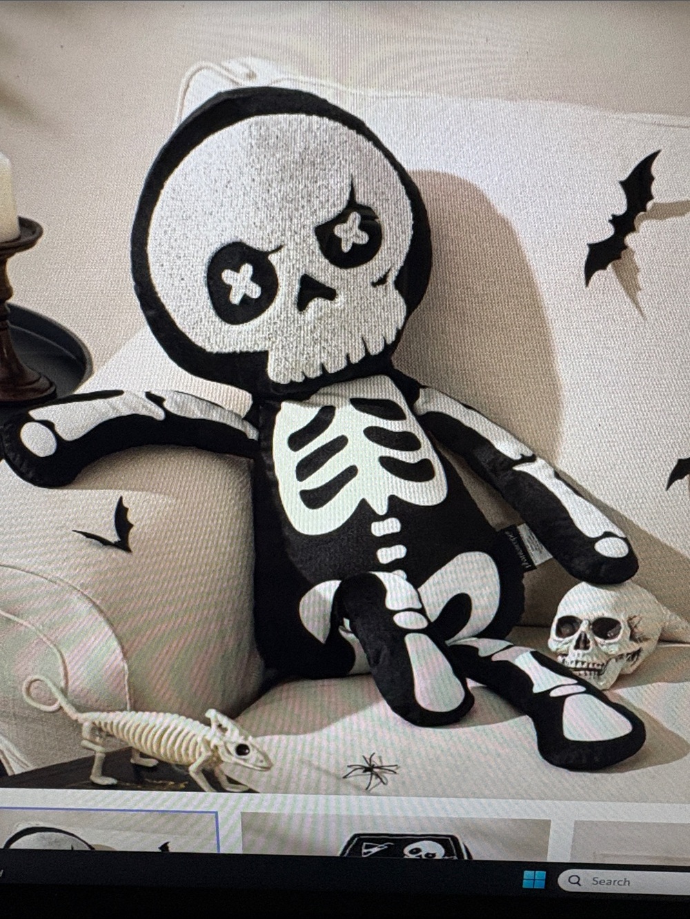 Skeleton accent pillow